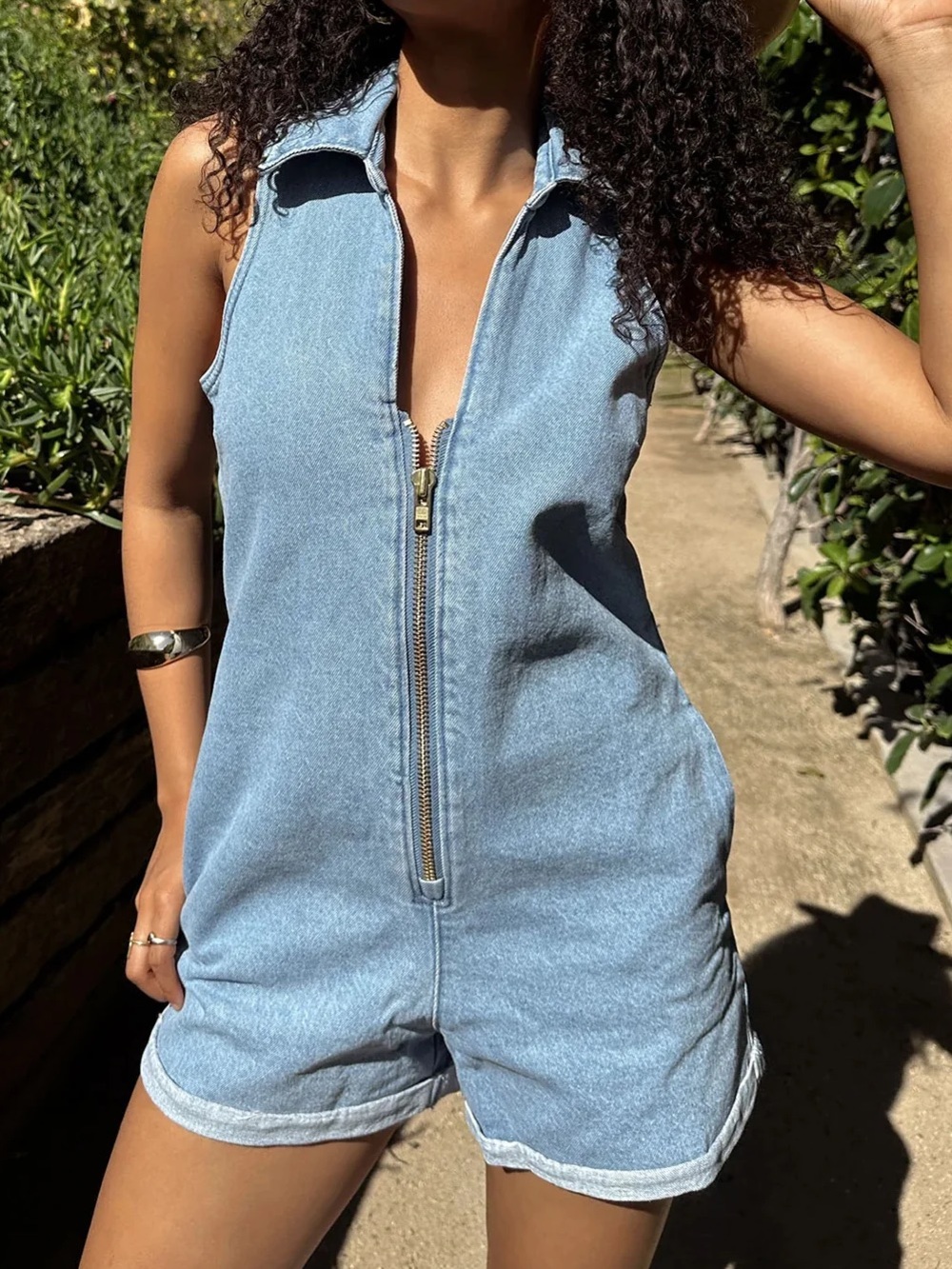 SHOW ME YOUR MUMU Reno Romper in Blue Stream